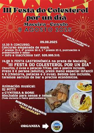 Fechas, información, programa, cartel, imágenes, mapa y ubicación de III Festa do Colesterol de Maceira  en  Covelo