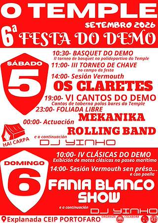 Fechas, información, programa, cartel, imágenes, mapa y ubicación de Festa do Demo de O Temple (2026) en Cambre
