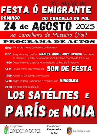 Fechas, información, programa, cartel, imágenes, mapa y ubicación de XL Festa do Emigrante (2026)  en  Pol