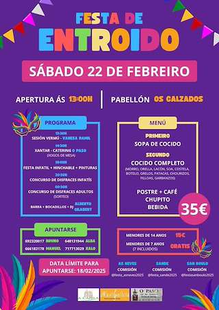 Fechas, información, programa, cartel, imágenes, mapa y ubicación de Festa do Entroido de Sande   en  A Capela