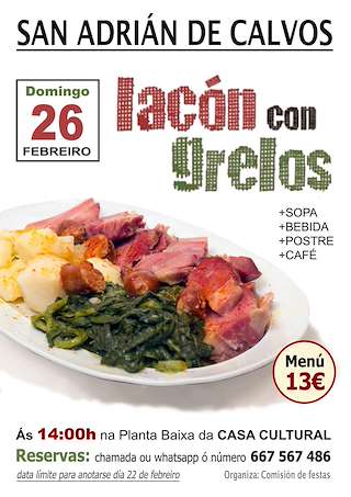 Fechas, información, programa, cartel, imágenes, mapa y ubicación de Festa do Lacón con Grelos de San Adrián de Calvos   en  Fornelos de Montes