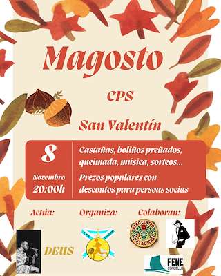 Fechas, información, programa, cartel, imágenes, mapa y ubicación de Festa do Magosto do CPS San Valentín (2025) en Fene