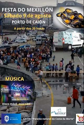 Fechas, información, programa, cartel, imágenes, mapa y ubicación de Festa do Mexillón de Caión   en  Laracha