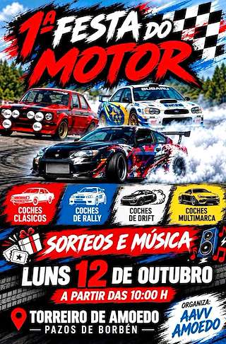 Fechas, información, programa, cartel, imágenes, mapa y ubicación de I Festa do Motor de Amoedo (2026)  en  Pazos de Borbén