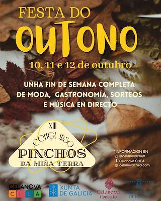 Fechas, información, programa, cartel, imágenes, mapa y ubicación de Festa do Outono - XIII Concurso de Pinchos da Miña Terra  (2025)  en  Celanova