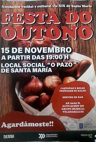 Fechas, información, programa, cartel, imágenes, mapa y ubicación de Festa do Outono de Santa María (2025)  en  Caldas de Reis