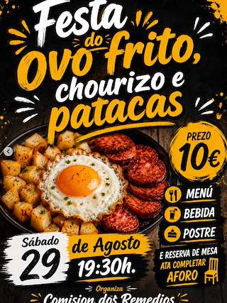 Fechas, información, programa, cartel, imágenes, mapa y ubicación de Festa do Ovo Frito, Chourizo e Patacas de Goián (2026)  en  Tomiño