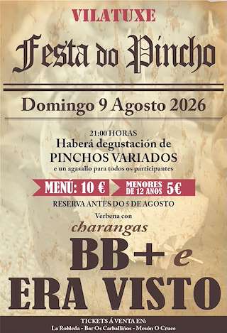 Fechas, información, programa, cartel, imágenes, mapa y ubicación de Festa do Pincho de Vilatuxe (2026)  en  Lalín