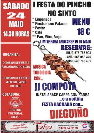 Fechas, información, programa, cartel, imágenes, mapa y ubicación de I Festa do Pincho do Sixto  en  Vilagarcía de Arousa