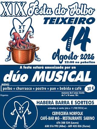 Fechas, información, programa, cartel, imágenes, mapa y ubicación de XIX Festa do Polbo de Teixeiro (2026) en Curtis