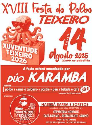 Fechas, información, programa, cartel, imágenes, mapa y ubicación de XVIII Festa do Polbo de Teixeiro  en  Curtis