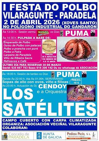 Fechas, información, programa, cartel, imágenes, mapa y ubicación de I Festa do Polbo de Vilaragunte (2026)  en  Paradela