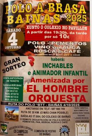 Fechas, información, programa, cartel, imágenes, mapa y ubicación de Festa do Polo á Brasa de Baíñas (2025)  en  Vimianzo