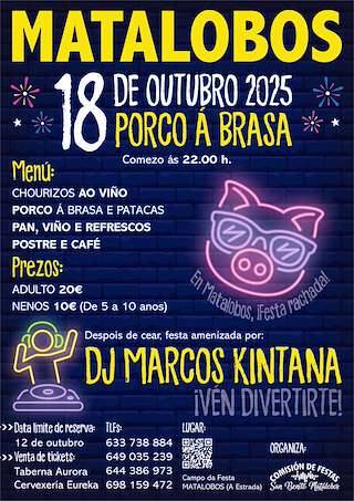 Fechas, información, programa, cartel, imágenes, mapa y ubicación de Festa do Porco á Brasa de Matalobos (2025)  en  A Estrada