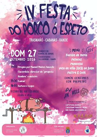 Fechas, información, programa, cartel, imágenes, mapa y ubicación de IV Festa do Porco ó Espeto - Xuntaza Moteira (2026) en Redondela