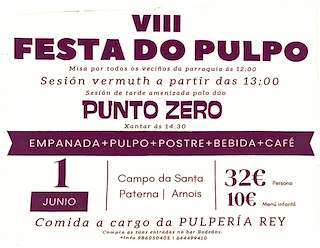 Fechas, información, programa, cartel, imágenes, mapa y ubicación de VIII Festa do Pulpo de Arnois  en  A Estrada