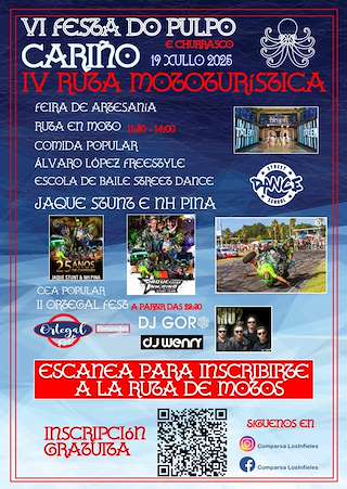 Fechas, información, programa, cartel, imágenes, mapa y ubicación de VI Festa do Pulpo e o Churrasco - IV Ruta Mototurística  en  Cariño