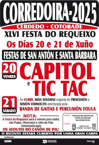 Fechas, información, programa, cartel, imágenes, mapa y ubicación de XLVI Festa do Requeixo - Santa Bárbara e San Antón  en  Cerdedo-Cotobade