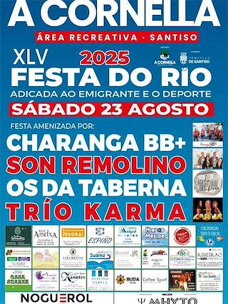 Fechas, información, programa, cartel, imágenes, mapa y ubicación de XLV Festa do Río de A Cornella  en  Santiso