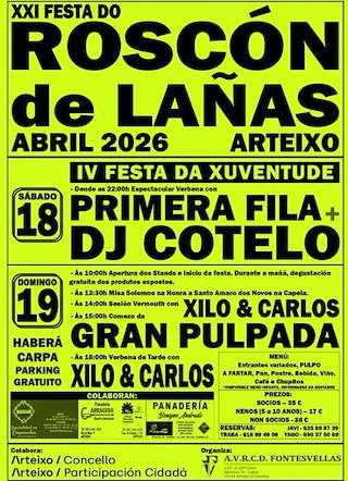 Fechas, información, programa, cartel, imágenes, mapa y ubicación de XXI Festa do Roscón de Lañas (2026) en Arteixo