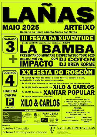 Fechas, información, programa, cartel, imágenes, mapa y ubicación de XX Festa do Roscón de Lañas  en  Arteixo