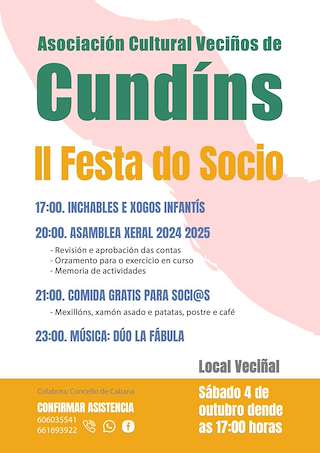 Fechas, información, programa, cartel, imágenes, mapa y ubicación de II Festa do Socio de Cundíns (2025)  en  Cabana de Bergantiños