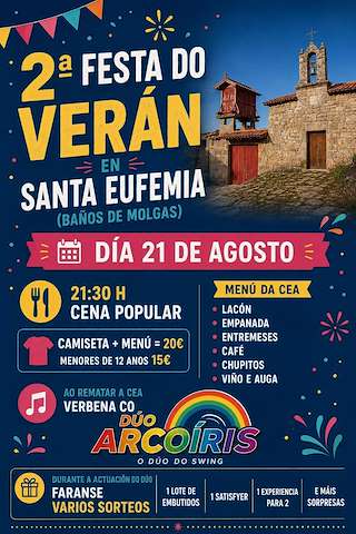 Fechas, información, programa, cartel, imágenes, mapa y ubicación de II Festa do Verán de Santa Eufemia (2026)  en  Baños de Molgas