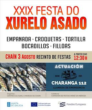 Fechas, información, programa, cartel, imágenes, mapa y ubicación de XXIX Festa do Xurelo Asado de Chaín  en  Gondomar