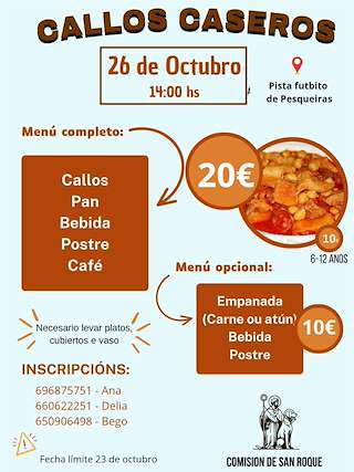 Fechas, información, programa, cartel, imágenes, mapa y ubicación de Festa dos Callos Caseros de Pesqueiras (2025)  en  Salvaterra do Miño