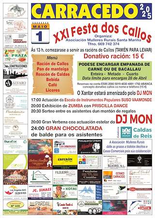 Fechas, información, programa, cartel, imágenes, mapa y ubicación de XXI Festa dos Callos de Carracedo  en  Caldas de Reis