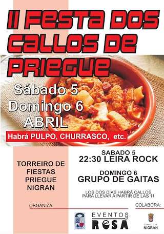 Fechas, información, programa, cartel, imágenes, mapa y ubicación de II Festa dos Callos de Priegue  en  Nigrán