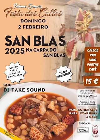 Fechas, información, programa, cartel, imágenes, mapa y ubicación de Festa dos Callos de San Blas  en  Foz