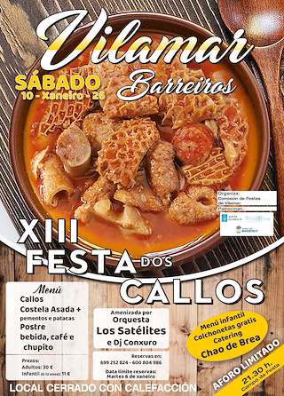 Fechas, información, programa, cartel, imágenes, mapa y ubicación de XIII Festa dos Callos de Vilamar (2026) en Barreiros