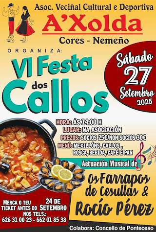 Fechas, información, programa, cartel, imágenes, mapa y ubicación de VI Festa dos callos de Xolda (2025)  en  Ponteceso