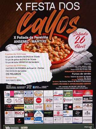 Fechas, información, programa, cartel, imágenes, mapa y ubicación de X Festa dos Callos - X Foliada da Pereiriña  en  Silleda