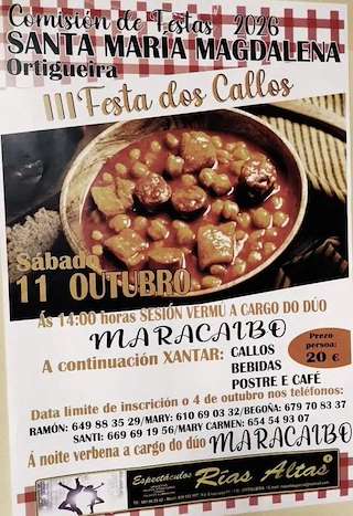 Fechas, información, programa, cartel, imágenes, mapa y ubicación de III Festa dos Callos (2025)  en  Ortigueira