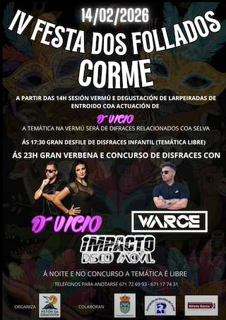 Fechas, información, programa, cartel, imágenes, mapa y ubicación de IV Festa dos Follados de Corme  (2026) en Ponteceso
