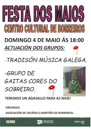 Fechas, información, programa, cartel, imágenes, mapa y ubicación de Festa dos Maios de Borreiros  en  Gondomar