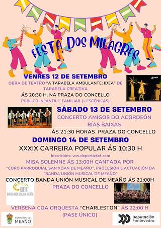 Fechas, información, programa, cartel, imágenes, mapa y ubicación de Festa dos Milagres  en  Meaño