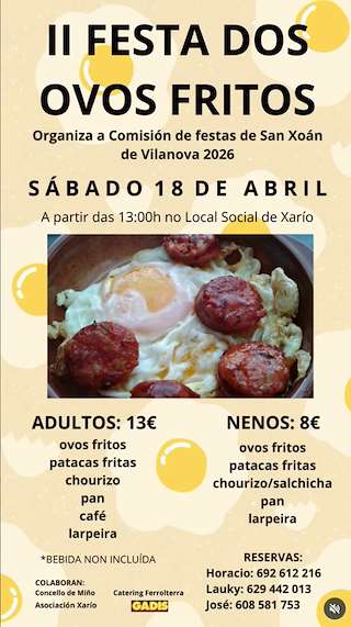 Fechas, información, programa, cartel, imágenes, mapa y ubicación de II Festa dos Ovos Fritos de Vilanova (2026) en Miño