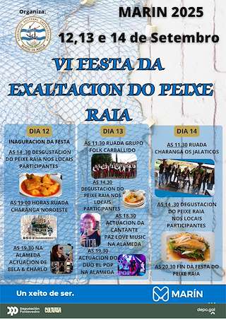 Fechas, información, programa, cartel, imágenes, mapa y ubicación de VI Festa Exaltación do Peixe Raia  en  Marín