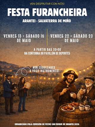 Fechas, información, programa, cartel, imágenes, mapa y ubicación de Festa Furancheira de Arantei (2026)  en  Salvaterra do Miño