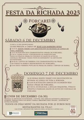 Fechas, información, programa, cartel, imágenes, mapa y ubicación de Festa Gastronómica da Richada (2025)  en  Forcarei