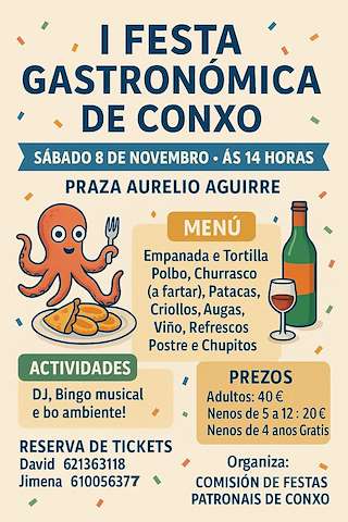 Fechas, información, programa, cartel, imágenes, mapa y ubicación de I Festa Gastronómica de Conxo (2025) en Santiago de Compostela