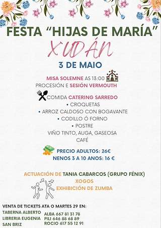 Fechas, información, programa, cartel, imágenes, mapa y ubicación de Festa Hijas de María de Xudán   en  A Pontenova