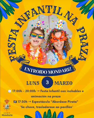Fechas, información, programa, cartel, imágenes, mapa y ubicación de Festa Infantil de Entroido  en  Mondariz