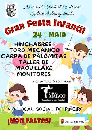 Fechas, información, programa, cartel, imágenes, mapa y ubicación de Festa Infantil de Sanguiñeda  en  Mos
