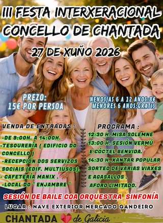 Fechas, información, programa, cartel, imágenes, mapa y ubicación de III Festa Interxeracional (2026) en Chantada