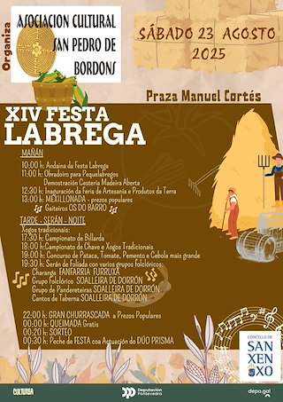 Fechas, información, programa, cartel, imágenes, mapa y ubicación de XIV Festa Labrega de Bordóns  en  Sanxenxo