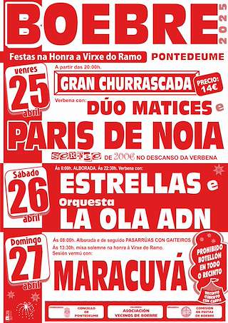 Fechas, información, programa, cartel, imágenes, mapa y ubicación de Festa na Horna da Virxe do Ramo de Boebre  en  Pontedeume